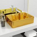 Waschbecken mit Wasserhahnloch 48 x 37 x 13,5 cm Keramik Golden