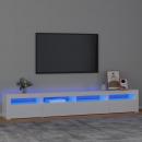 TV-Schrank mit LED-Leuchten Hochglanz-Weiß 240x35x40 cm