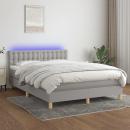 Boxspringbett mit Matratze & LED Hellgrau 140x200 cm Stoff