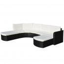 4-tlg. Garten-Lounge-Set mit Auflagen Poly Rattan Schwarz