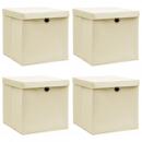  Aufbewahrungsboxen mit Deckel 4 Stk. Creme 32x32x32 cm Stoff