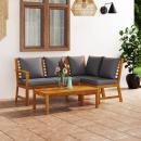 4-tlg. Garten-Lounge-Set mit Auflagen Massivholz Akazie