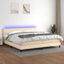 Boxspringbett mit Matratze & LED Creme 200x200 cm Stoff