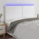 LED Kopfteil Weiß 180x5x118/128 cm Kunstleder