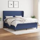 Boxspringbett mit Matratze Blau 160x200 cm Stoff