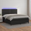 Boxspringbett mit Matratze & LED Schwarz 180x200 cm Kunstleder