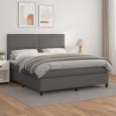 Boxspringbett mit Matratze Grau 160x200 cm Kunstleder