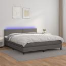 Boxspringbett mit Matratze & LED Grau 180x200 cm Kunstleder