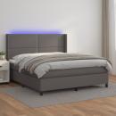 Boxspringbett mit Matratze & LED Grau 160x200 cm Kunstleder