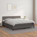 Boxspringbett mit Matratze Grau 180x200 cm Kunstleder