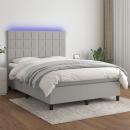 Boxspringbett mit Matratze & LED Hellgrau 140x200 cm Stoff