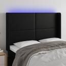 LED Kopfteil Schwarz 147x16x118/128 cm Kunstleder