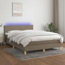 Boxspringbett mit Matratze & LED Taupe 140x190 cm Stoff