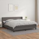 Boxspringbett mit Matratze Grau 160x200 cm Kunstleder