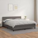 Boxspringbett mit Matratze Grau 160x200 cm Kunstleder