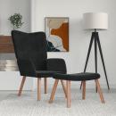 Relaxsessel mit Hocker Schwarz Samt