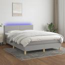 Boxspringbett mit Matratze & LED Hellgrau 140x190 cm Stoff