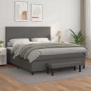 Boxspringbett mit Matratze Grau 160x200 cm Kunstleder