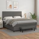 Boxspringbett mit Matratze Grau 180x200 cm Kunstleder