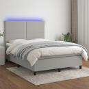 Boxspringbett mit Matratze & LED Hellgrau 140x190 cm Stoff