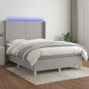 Boxspringbett mit Matratze & LED Hellgrau 140x190 cm Stoff