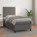 Boxspringbett mit Matratze Grau 80x200 cm Kunstleder