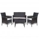 4-tlg. Garten-Lounge-Set mit Auflagen Poly Rattan Schwarz