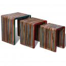 Satztisch-Set 3-tlg. Bunt Recyceltes Teak