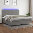 Boxspringbett mit Matratze & LED Dunkelgrau 200x200 cm Stoff