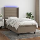 Boxspringbett mit Matratze & LED Taupe 90x200 cm Stoff