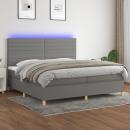 Boxspringbett mit Matratze & LED Dunkelgrau 200x200 cm Stoff