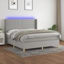 Boxspringbett mit Matratze & LED Hellgrau 180x200 cm Stoff