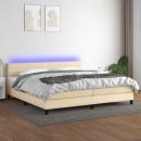 Boxspringbett mit Matratze & LED Creme 200x200 cm Stoff