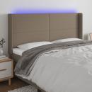 LED Kopfteil Taupe 203x16x118/128 cm Stoff