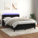 Boxspringbett mit Matratze & LED Schwarz 140x190 cm Samt