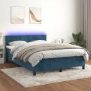 Boxspringbett mit Matratze & LED Dunkelblau 140x190 cm Samt