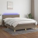 Boxspringbett mit Matratze & LED Taupe 140x200 cm Stoff