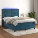 Boxspringbett mit Matratze & LED Dunkelblau 140x190 cm Samt