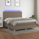 Boxspringbett mit Matratze & LED Taupe 180x200 cm Stoff