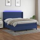 Boxspringbett mit Matratze & LED Blau 180x200 cm Stoff