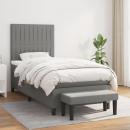 Boxspringbett mit Matratze Dunkelgrau 80x200 cm Stoff