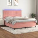 Boxspringbett mit Matratze & LED Rosa 180x200 cm Samt