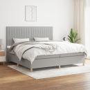 Boxspringbett mit Matratze Hellgrau 200x200 cm Stoff