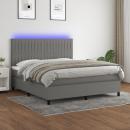 Boxspringbett mit Matratze & LED Dunkelgrau 160x200 cm Stoff