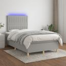 Boxspringbett mit Matratze & LED Hellgrau 120x200 cm Stoff