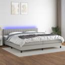 Boxspringbett mit Matratze & LED Hellgrau 200x200 cm Stoff