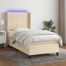 Boxspringbett mit Matratze & LED Creme 100x200 cm Stoff