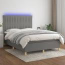 Boxspringbett mit Matratze & LED Dunkelgrau 140x200 cm Stoff