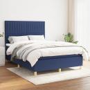 Boxspringbett mit Matratze Blau 140x200 cm Stoff