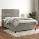 Boxspringbett mit Matratze Hellgrau 140x190 cm Samt